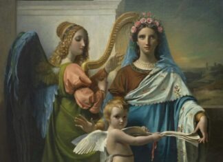 Artistic Devotion: The Beauty of Religious Paint by Numbers woman in green and brown dress holding baby painting