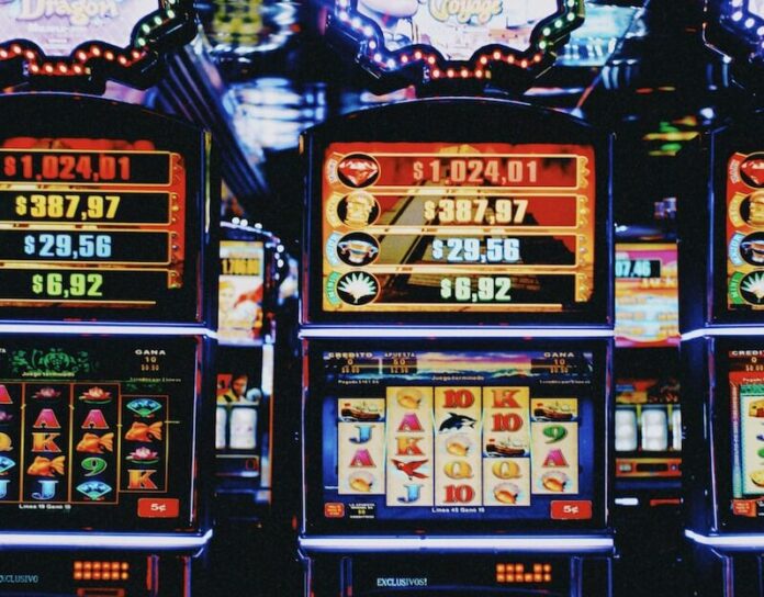 black and blue slot machine